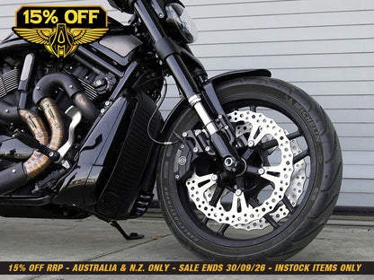 15in. Left & Right Hand Front Jagged Big Brake Disc Rotors. Fits V-Rod 2006-2017 with OEM Cast Wheel