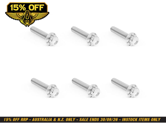 Titanium 12-Point Transmission Side Cover Bolt Kit - Polished. Fits Touring 2024up & Softail 2025up