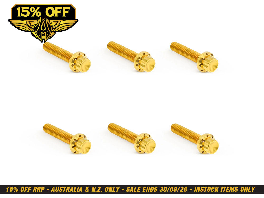 Titanium 12-Point Transmission Side Cover Bolt Kit - Gold. Fits Touring 2024up & Softail 2025up