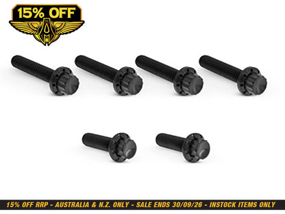 Titanium 12-Point Transmission Side Cover Bolt Kit - Black. Fits Touring 2007-2023, Softail 2007-2024 & Dyna 2006-2017