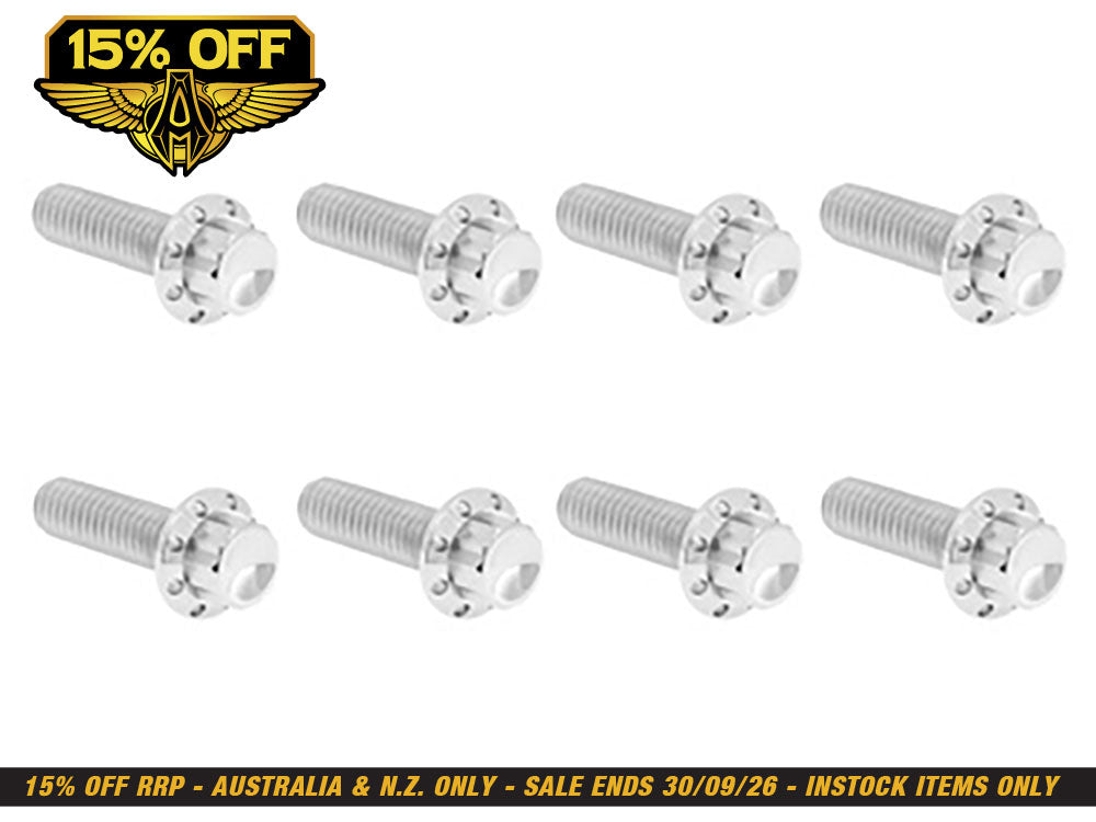 Titanium 12-Point Transmission Trap Door Cover Bolt Kit - Polished. Fits Touring 2017up & Softail 2018up