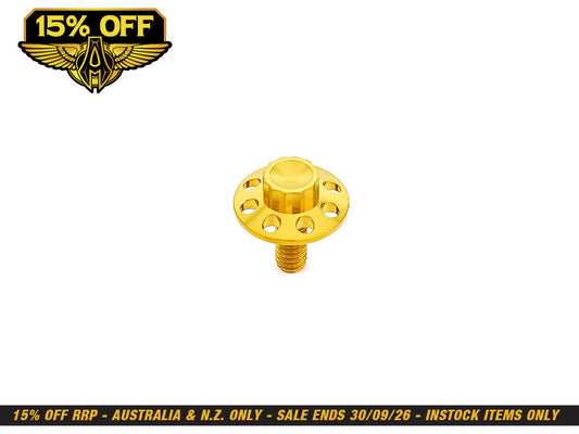 Titanium 12-Point 1/4in.-20 Seat Mount Screw - Gold. Fits H-D 1996up