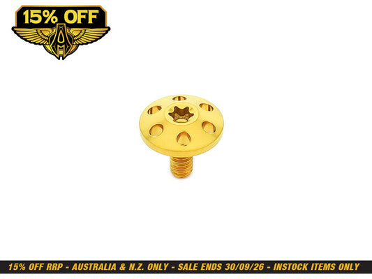 Titanium Holeshot 1/4in.-20 Seat Mount Screw - Gold. Fits H-D 1996up