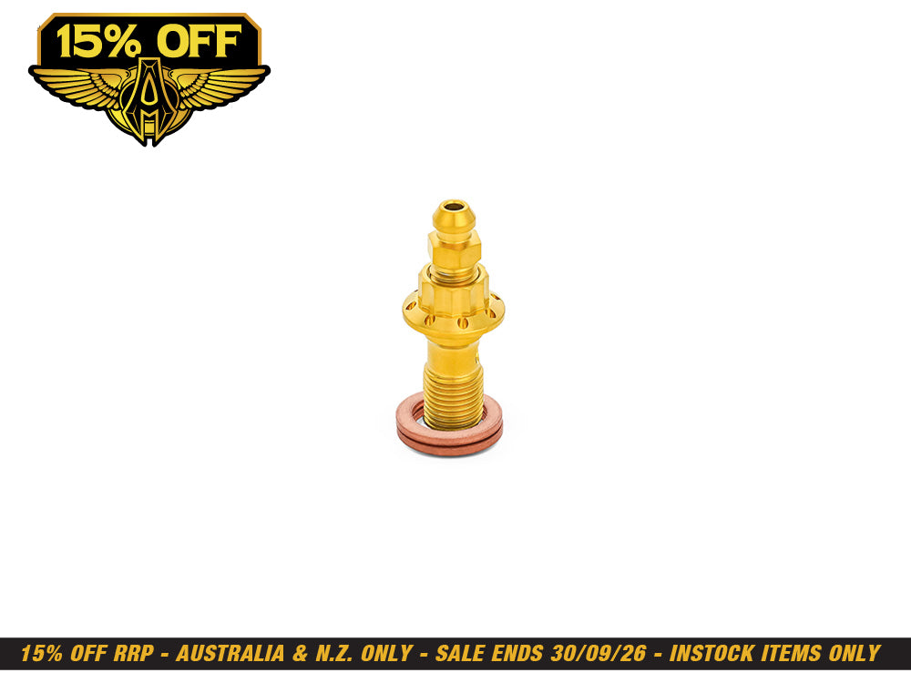 Titanium 12-Point 10mm M10 x 1.00 Banjo Bolt with Bleeder - Gold