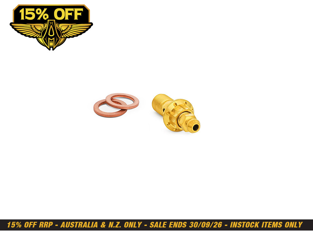 Titanium 12-Point 10mm M10 x 1.00 Banjo Bolt with Bleeder - Gold