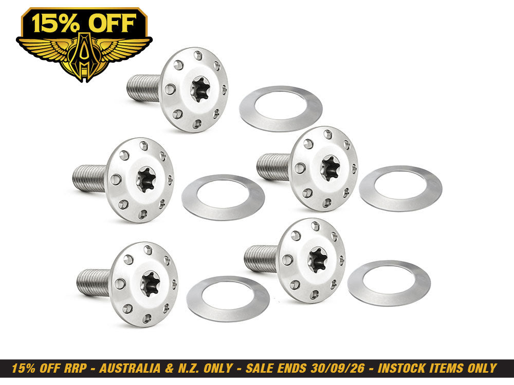 Titanium Holeshot Front Brake Rotor Bolts - Polished. Fits Most Touring 2014-2024 with Spoke Mounted Disc