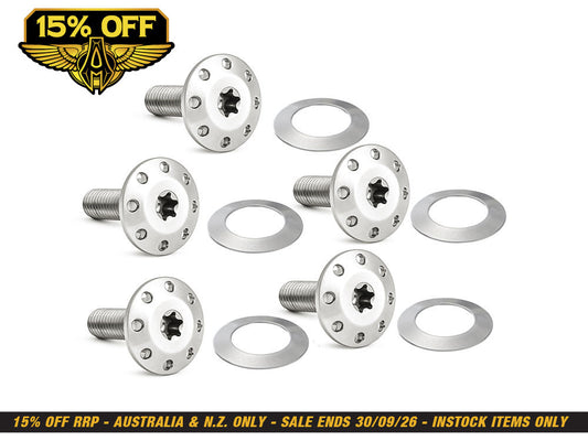 Titanium Holeshot Front Brake Rotor Bolts - Polished. Fits Most Touring 2014-2024 with Spoke Mounted Disc