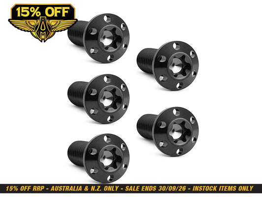Titanium Rear Disc Rotor Bolts - Black. Fits H-D Big Twin 1997up & Sportster 1997-2021