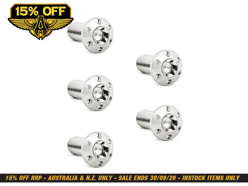 Titanium Front Disc Rotor Bolts - Polished. Fits H-D Big Twin 1984up & Sportster 1984-2021