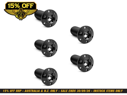 Titanium Front Disc Rotor Bolts - Black. Fits H-D Big Twin 1984up & Sportster 1984-2021