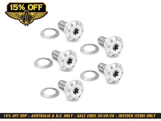 Titanium Front Disc Rotor Bolts - Polished. Fits Dyna 2006-2017 & V-Rod 2002-2017