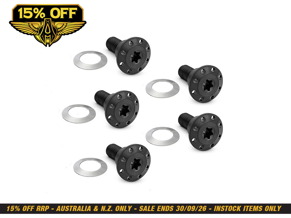 Titanium Front Disc Rotor Bolts - Black. Fits Dyna 2006-2017 & V-Rod 2002-2017