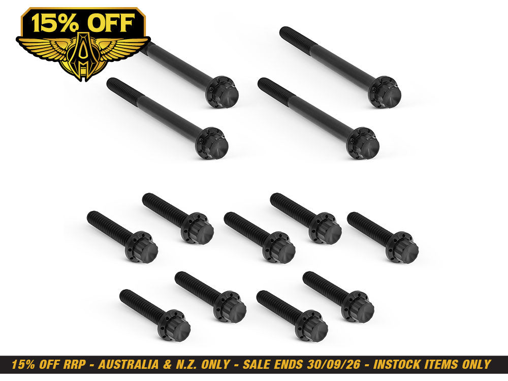 Titanium 12-Point Primary Cover Bolt Kit - Black. Fits Softail 2018up Non-240 Tyre Models