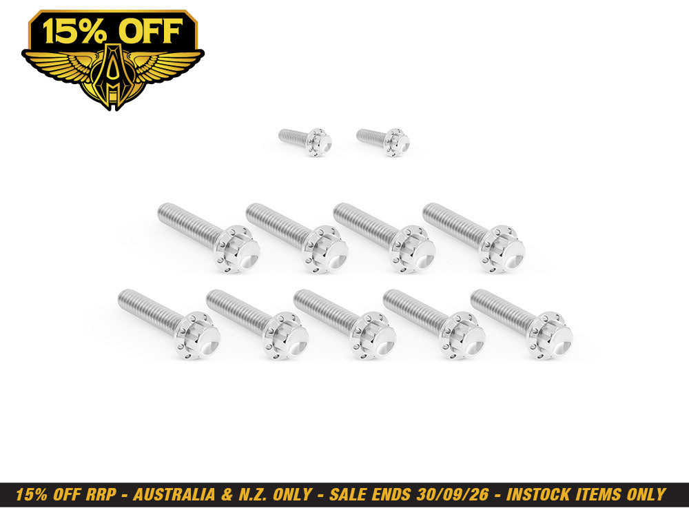 Titanium 12-Point Cam Cover Bolt Kit - Polished. Fits Most Touring 2017-2024 & Softail 2018-2024