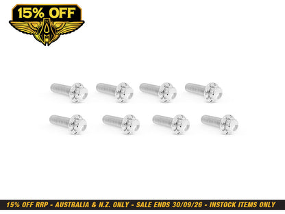 Titanium 12-Point Tappet Cover Bolt Kit - Polished. Fits Softail 2000up, Touring 1999up & Dyna 1999-2017