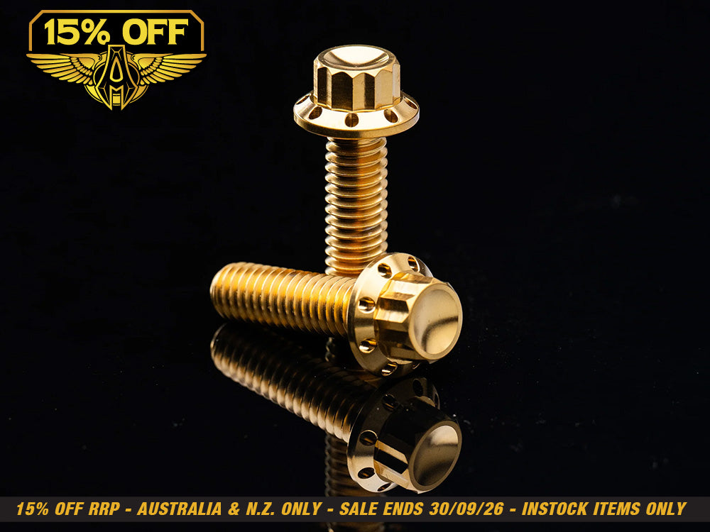 Titanium 12-Point Tappet Cover Bolt Kit - Gold. Fits Softail 2000up, Touring 1999up & Dyna 1999-2017