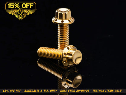 Titanium 12-Point Tappet Cover Bolt Kit - Gold. Fits Softail 2000up, Touring 1999up & Dyna 1999-2017