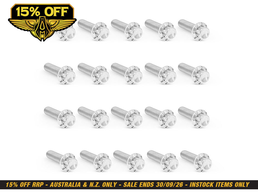 Titanium 12-Point Rocker Cover Bolt Kit - Polished. Fits Milwaukee-Eight 2017up