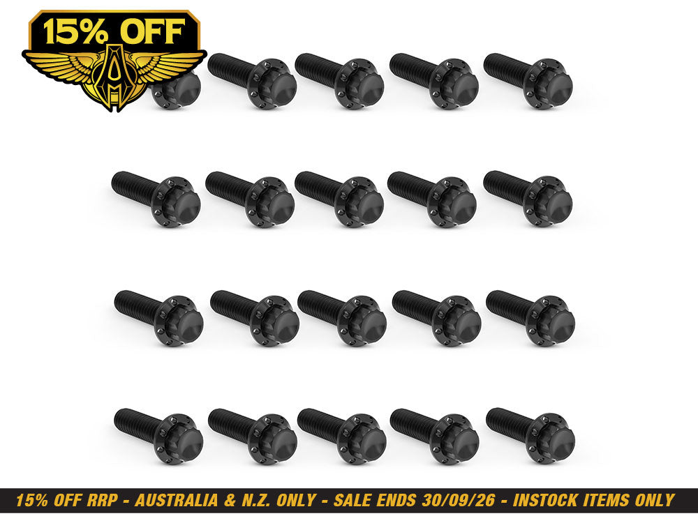 Titanium 12-Point Rocker Cover Bolt Kit - Black. Fits Milwaukee-Eight 2017up