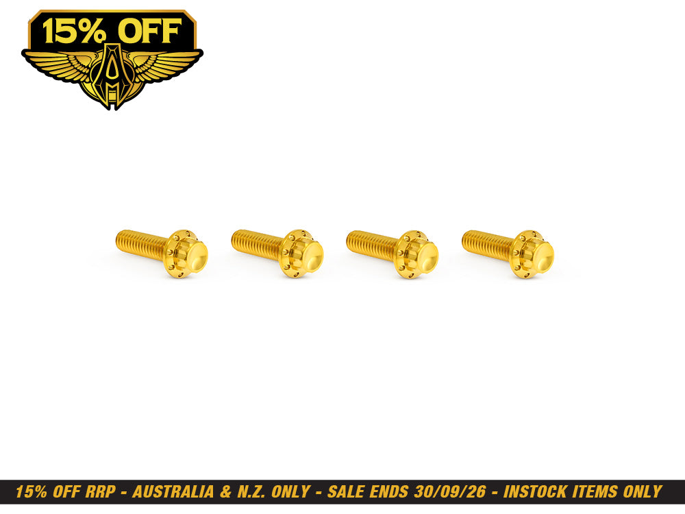 Titanium 12-Point Transmission Top Cover Bolt Kit or Clutch & Brake Perch Bolt Kit - Gold. Fits CVO Touring 2023up, Street Glide & Road Glide 2024up, Touring 2025up & Softail 2025up