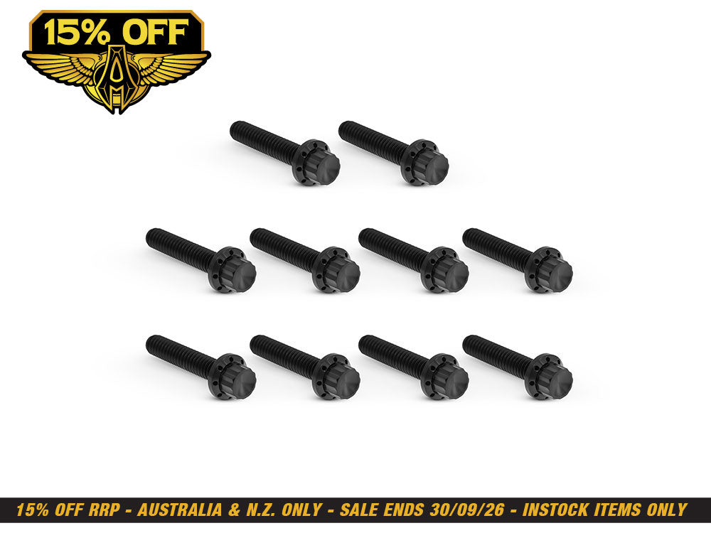 Titanium 12-Point Cam Cover Bolt Kit - Black. Fits Twin Cam 1999-2017