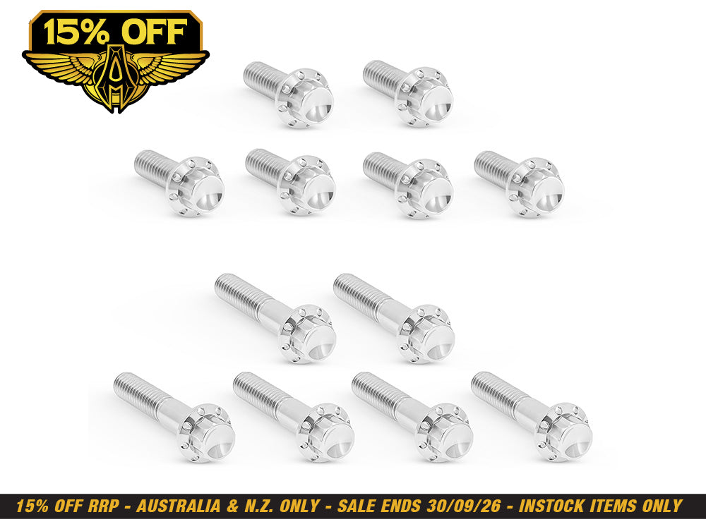 Titanium 12-Point Rocker Cover Bolt Kit - Polished. Fits Twin Cam 1999-2017