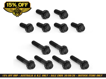 Titanium 12-Point Rocker Cover Bolt Kit - Black. Fits Twin Cam 1999-2017