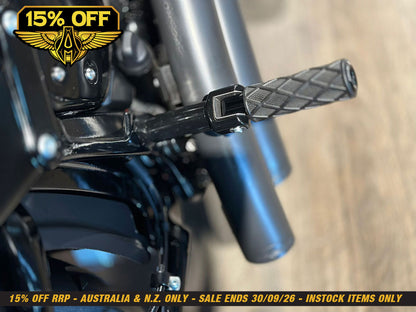 Diamond Footpegs - Black. Fits Softail 2018up Rear Passenger