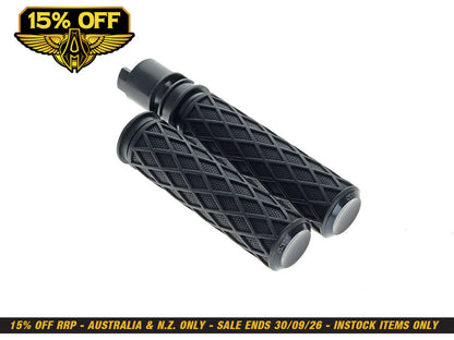 Diamond Handgrips - Black. Fits CVO Touring 2023up, Street Glide & Road Glide 2024up, Touring 2025up & Softail 2025up