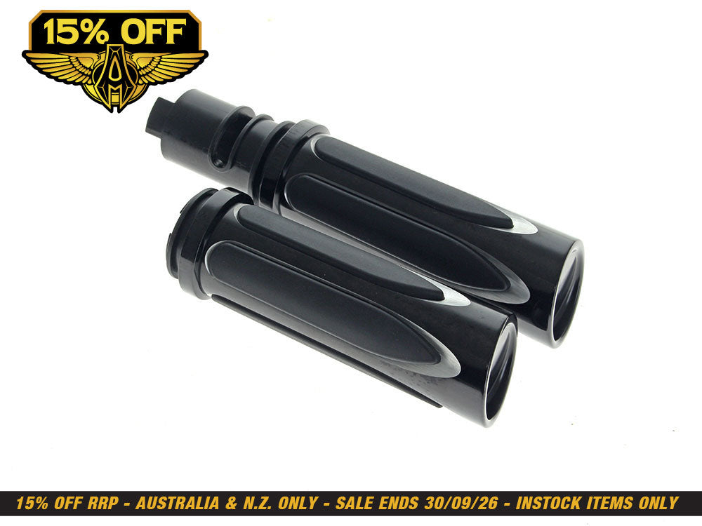 Deep Cut Comfort Handgrips - Blk. Fits CVO Touring 2023up, Street Glide & Road Glide 2024up, Touring 2025up & Softail 2025up