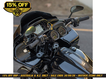 10in. Method Kickback Risers & Gauge Bezel- Black. Fits Road Glide 2015-2023