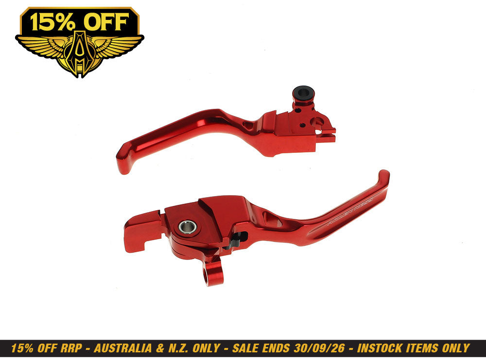 Method Levers - Red. Fits CVO Touring 2023up, Street Glide & Road Glide 2024up, Touring 2025up