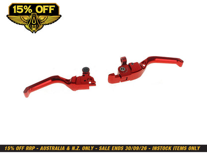 Method Levers - Red. Fits CVO Touring 2023up, Street Glide & Road Glide 2024up, Touring 2025up