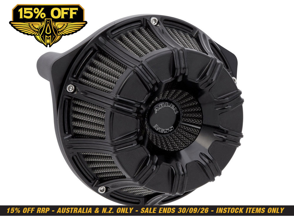 10-Gauge Air Cleaner Kit - Black. Fits Softail 2000-2015, Dyna 1999-2017, Touring 1999-2007 with CV Carb or Cable Operated Delphi EFI