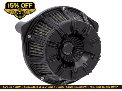 10-Gauge Air Cleaner Kit - Black. Fits Softail 2000-2015, Dyna 1999-2017, Touring 1999-2007 with CV Carb or Cable Operated Delphi EFI