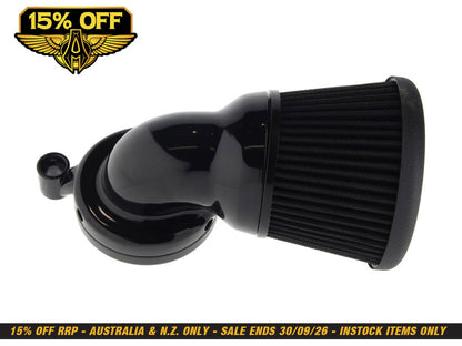 Velocity 90° Air Cleaner Kit - Black. Fits Touring 2008-2016, Softail 2016-2017, CVO Softail 2011-2017 & Dyna Low Rider S 2016-2017 with Throttle-by-Wire