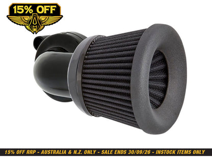 Velocity 90° Air Cleaner Kit - Black. Fits Sportster 1988-2021.