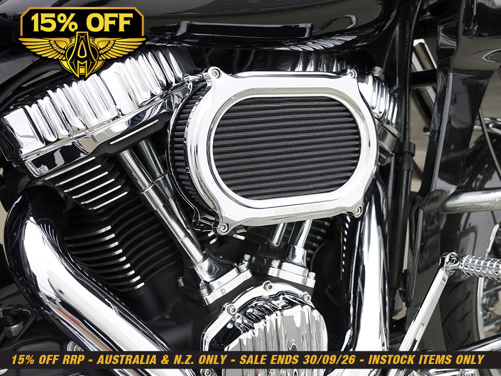 Stage 2 Oval Performance Air Cleaner Kit - Chrome. Fits Touring 2017-2024 & Softail 2018-2024