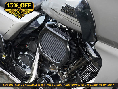Stage 2 Oval Performance Air Cleaner Kit - Black. Fits CVO Touring 2023up, Street Glide & Road Glide 2024up, Touring 2025up & Softail 2025up