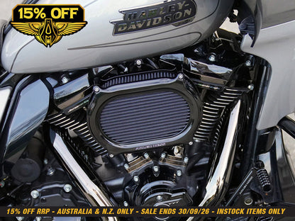 Stage 2 Oval Performance Air Cleaner Kit - Black. Fits CVO Touring 2023up, Street Glide & Road Glide 2024up, Touring 2025up & Softail 2025up