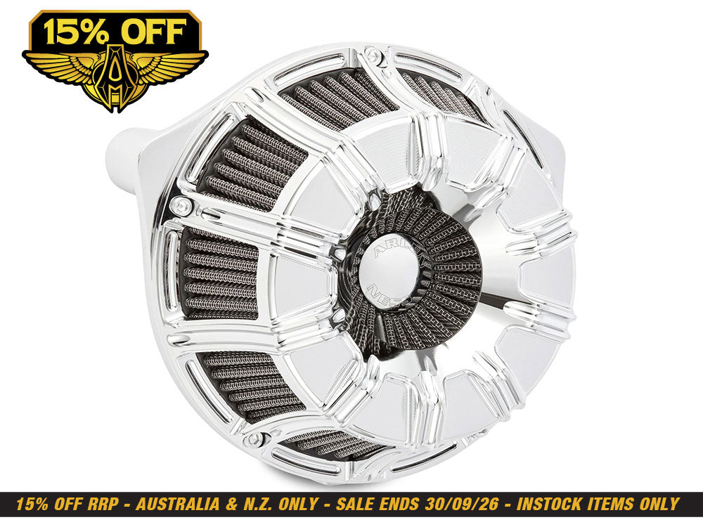10-Gauge Air Cleaner Kit - Chrome. Fits CVO Touring 2023up, Street Glide & Road Glide 2024up, Touring 2025up & Softail 2025up