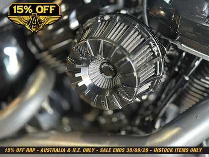 15-Spoke Air Cleaner Kit - Black. Fits CVO Touring 2023up, Street Glide & Road Glide 2024up, Touring 2025up & Softail 2025up