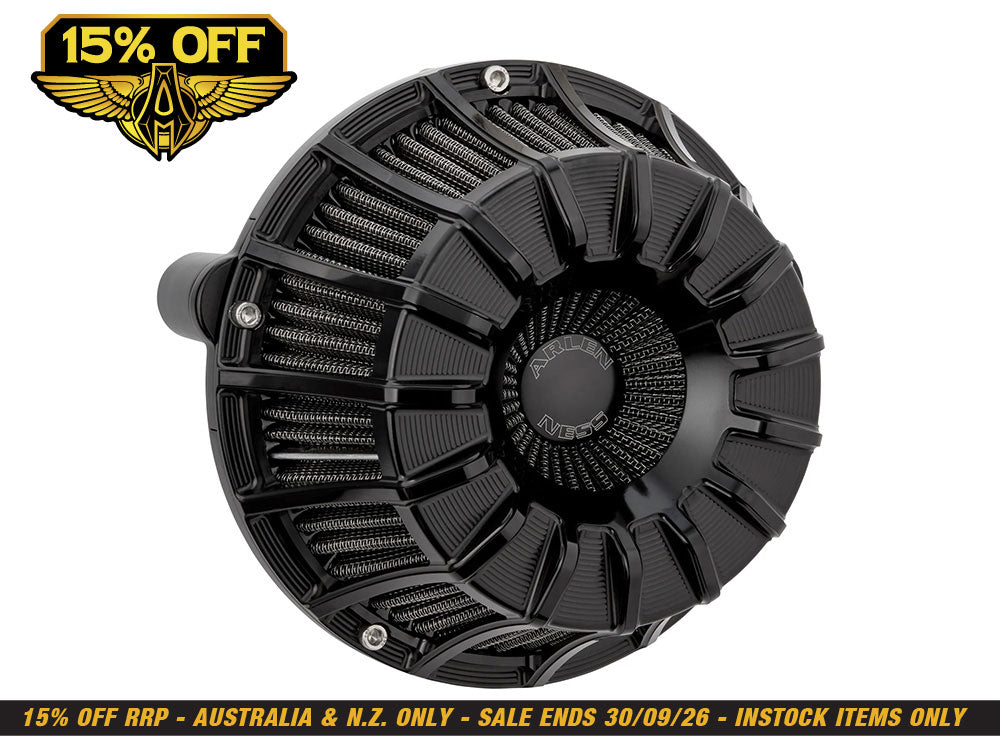 15-Spoke Air Cleaner Kit - Black. Fits CVO Touring 2023up, Street Glide & Road Glide 2024up, Touring 2025up & Softail 2025up