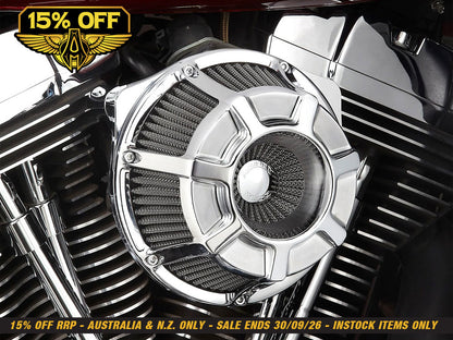 Beveled Air Cleaner Kit - Chrome. Fits CVO Touring 2023up, Street Glide & Road Glide 2024up, Touring 2025up & Softail 2025up
