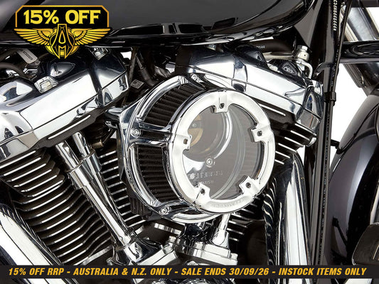 Method Clear Air Cleaner Kit - Chrome. Fits CVO Touring 2023up, Street Glide & Road Glide 2024up, Touring 2025up & Softail 2025up