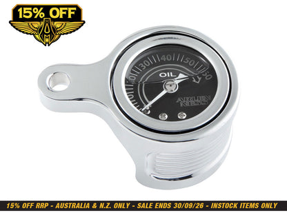 Method Oil Pressure Gauge - Chrome. Fits Milwaukee-Eight 2017up.