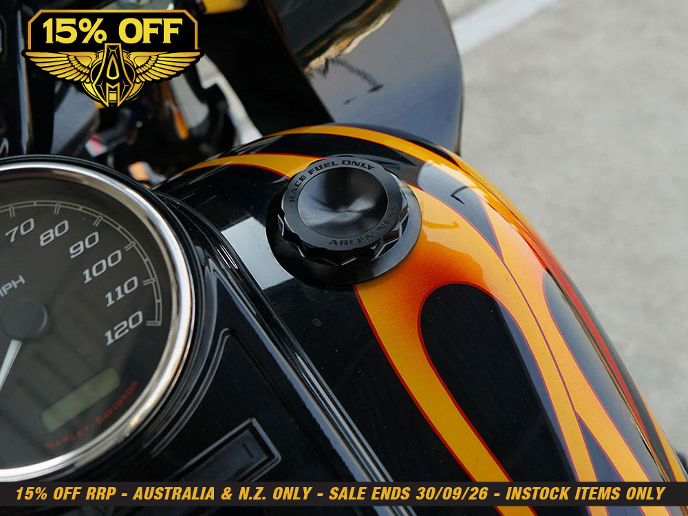 12 Point, Right Hand Vented Screw-In Fuel Cap - Black. Fits H-D Big Twin 1996up & Sportster 1996-2021