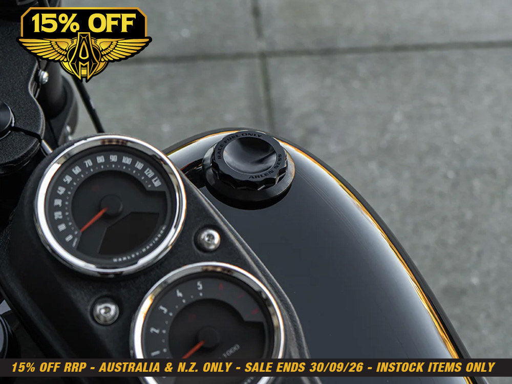 12 Point, Right Hand Vented Screw-In Fuel Cap - Black. Fits H-D Big Twin 1996up & Sportster 1996-2021