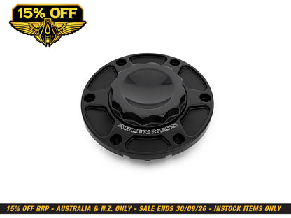 12 Point, Pop-Up Fuel Cap - Black. Fits CVO Touring 2023up, Street Glide & Road Glide 2024up, Touring 2025up