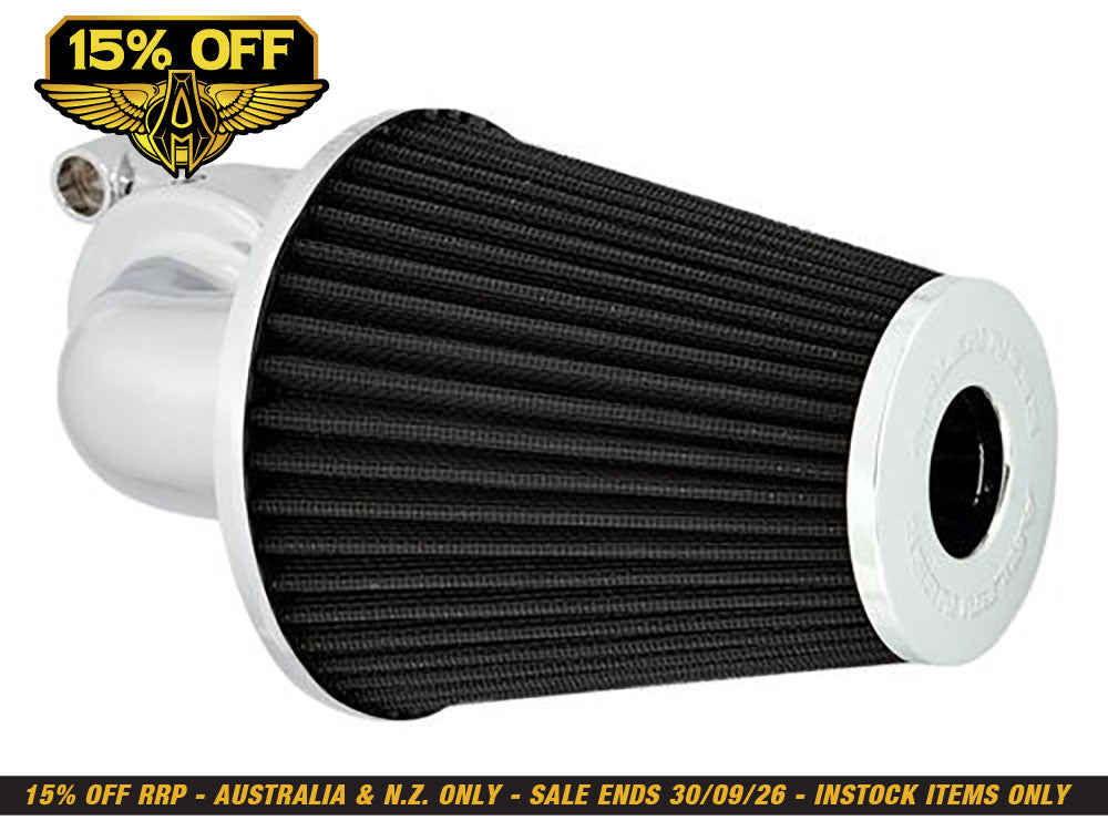 90deg Monster Sucker Air Cleaner Kit - Chrome. Fits Touring 2008-2016, Softail 2016-2017, CVO Softail 2011-2017 & Dyna Low Rider S 2016-2017 with Throttle-by-Wire